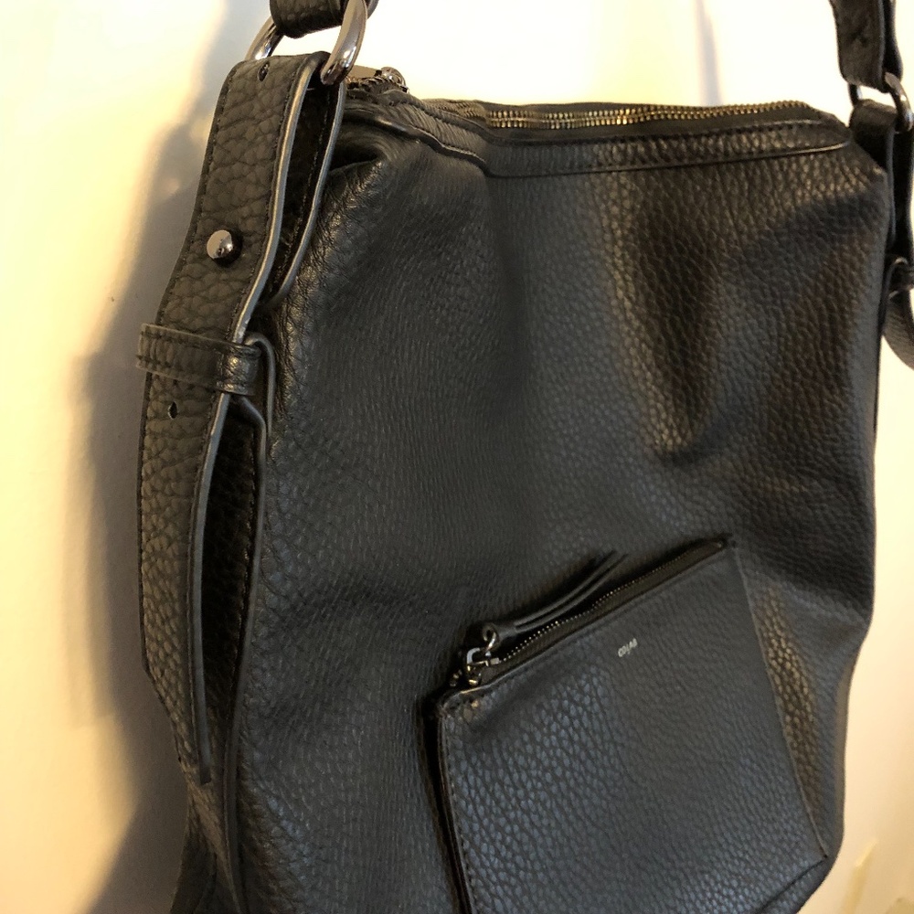 Co-Lab Vegan Faux Leather Large Black Shoulder Bag Zip Closure Exterior Pocket - Picture 2 of 7